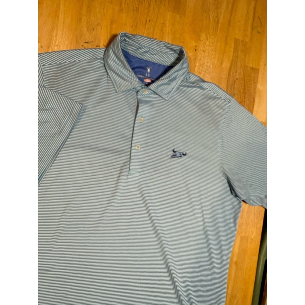 Fairway & Greene Golf Polo Shirt Mens XL USA Blue Stripe Bull Skull Logo